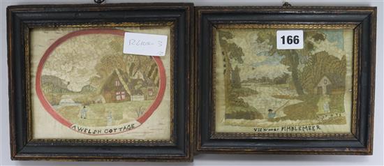 Two Welsh landscape embroideries in silk largest 13 x 17cm